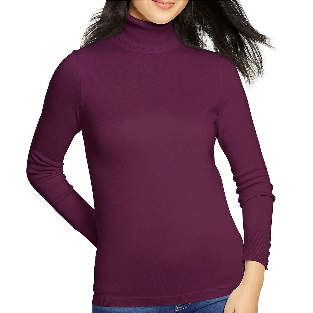 Talbots Women’s Purple Wine Turtleneck Sweater Long Sleeve Knit Size S NWT
